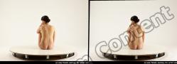 Nude Woman White Kneeling poses - ALL Pregnant Kneeling poses - on both knees long brown 3D Stereoscopic poses Pinup